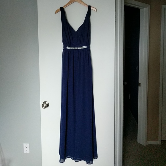 Navy Flowy Maxi Twist Strap Dress {HP} - Picture 3 of 4